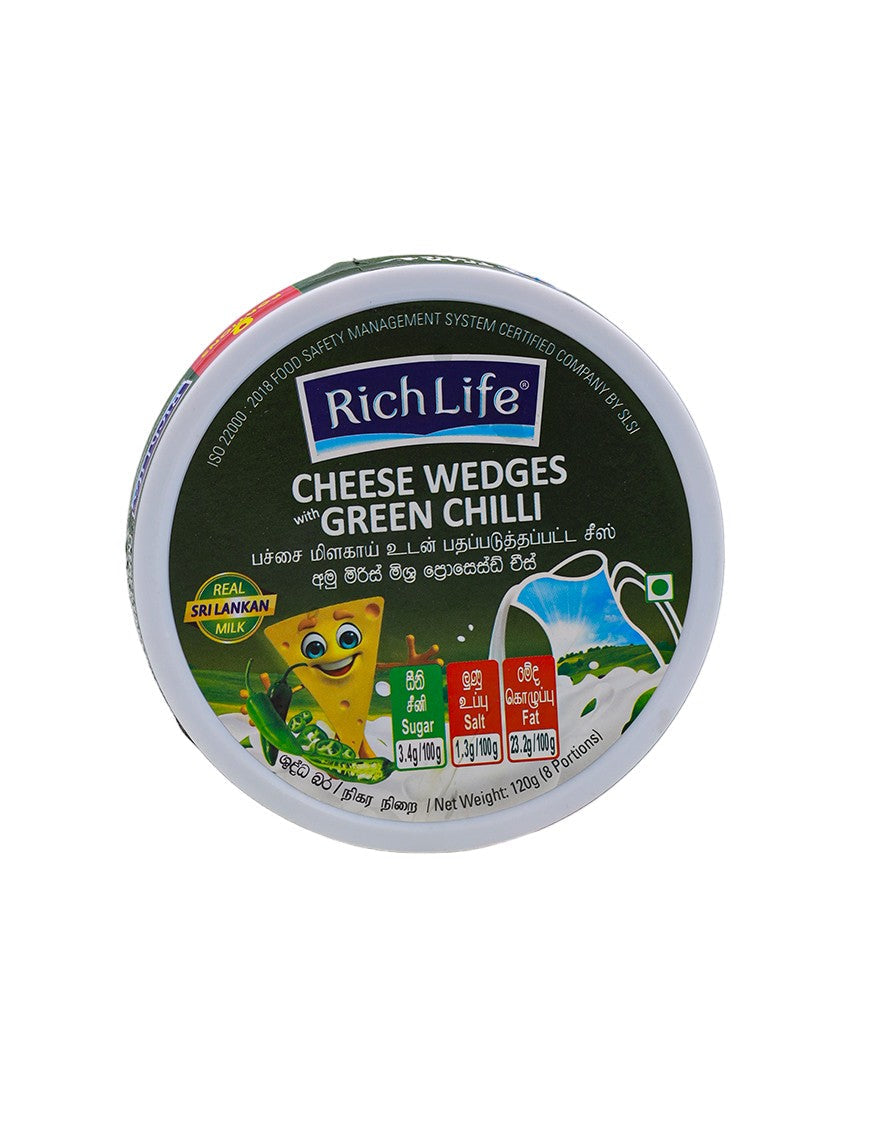 RICHLIFE Cheese Wedges Green Chilli, 120g