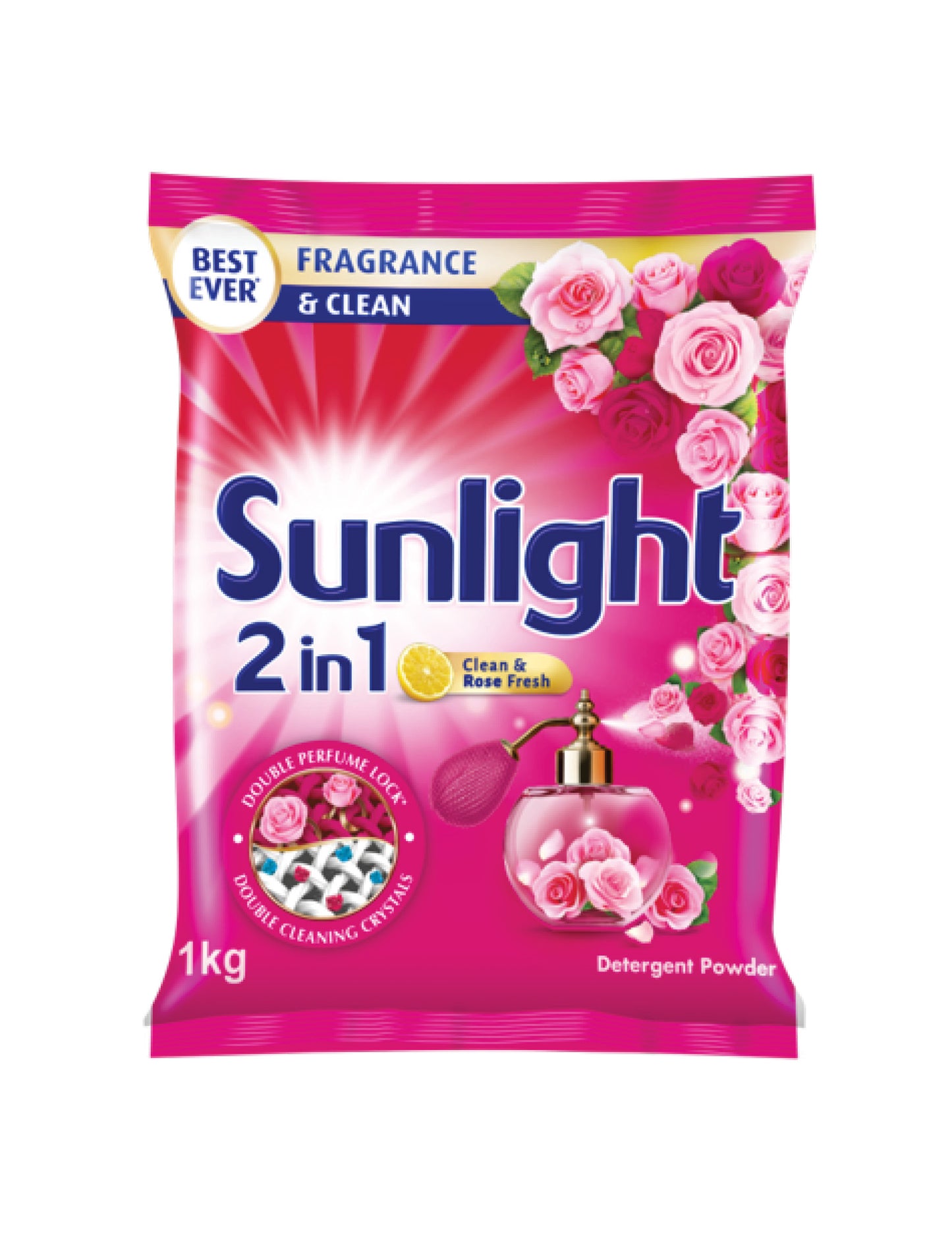 Sunlight Clean & Rose Fresh Detergent Powder, 1kg