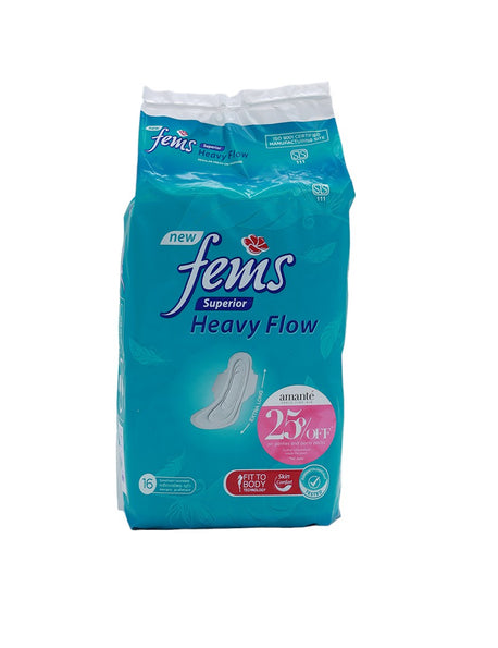 FEMS Superior Heavy Flow Sanitary Napkins, 16’s