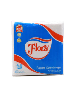 FLORA Paper Serviettes 1ply, 100s