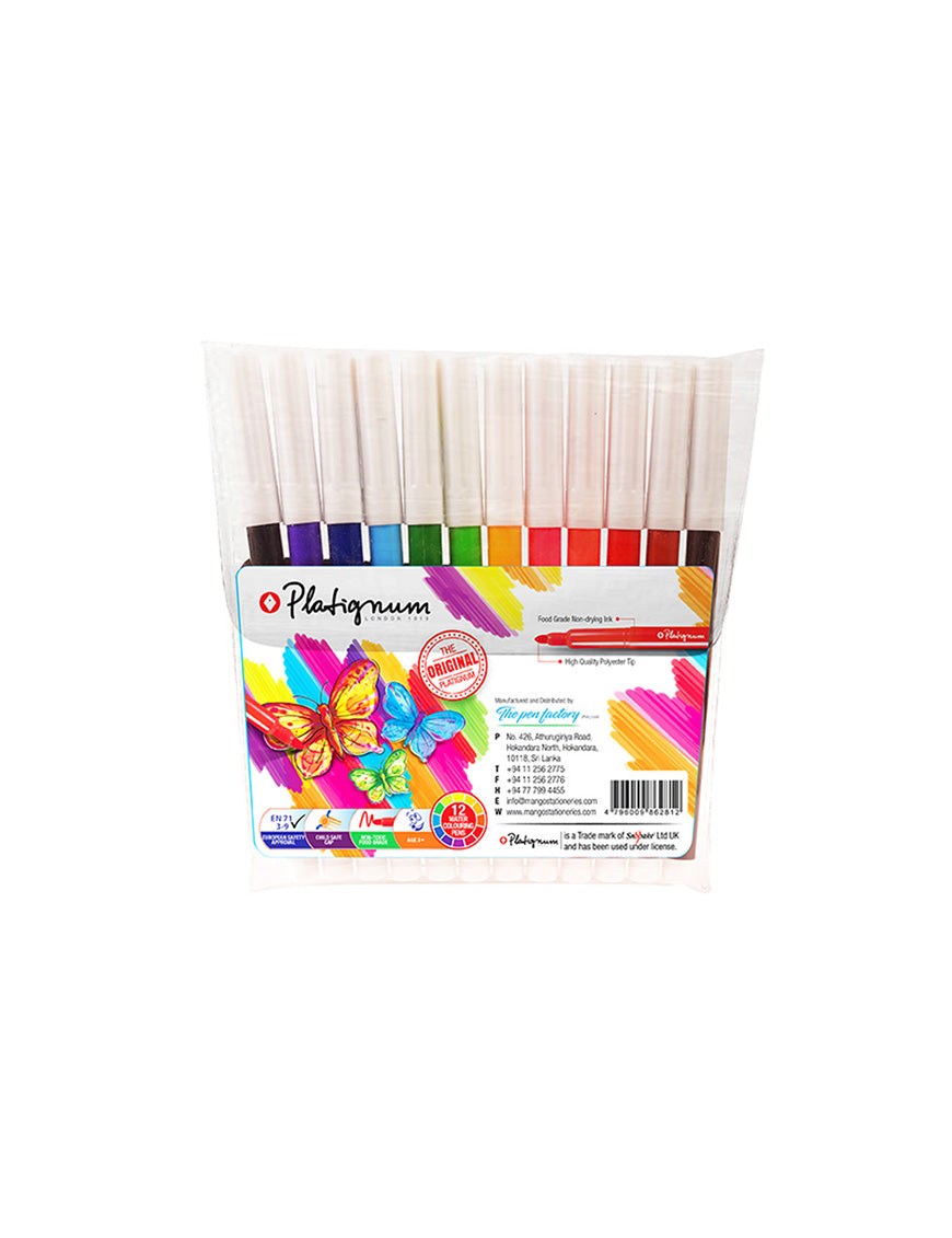PLATIGNUM Water Coloring Pen, 12's Pack